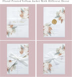 PONATIA 50PCS Vellum Jackets for 5x7 Invitation Cards- 135GSM Boho Flowers Vellum Sleeves Paper - Wedding Invitations Wraps - Transparent Card Jacket