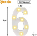 Pooqla LED Light Up Numbers, Warm White and Cool White Decorative Lighted Marquee Numbers, Light Up Numbers for Boys Girls Party, Wedding, Bar, Night Light, Room Decor, Birthday Decoration, Number 6