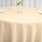 Efavormart Round Tablecloth, 108 Inch Stain & Wrinkle Resistant Washable Table Cloth, Decorative Polyester Fabric Table Cover for Banquet, Wedding, Dining- Beige