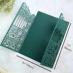 MillaSaw Dark Green Laser Cut Gate Invitation Sleeve DIY Wedding Invitation 25 Sets (dark green, 4.9"x7.1")