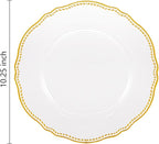 Hioasis 60pcs Clear Plastic Plates - Clear and Gold Disposable Dinnerware with Gold Rim, Heavy-duty, 10.25 inch, Dinner Plates for Party & Wedding