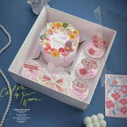 Bento Cake and Cupcake Box 2-in-1 4-inch Cake and 5 Cupcakes Box 5 Sets with One Wide Roll of Ribbon for Family Dinner Birthday Party Picnic Gift (TB02)