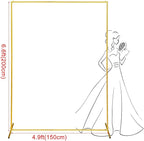 Metal Wedding Arch Backdrop Stand 6.6x5 FT Gold Square Balloon Arch Frame for Wedding, Birthday Party, Baby Shower Ceremony Decoration