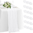 6 Pack White Cheesecloth Table Runner 23x120 inch Rustic Boho Gauze Table Runner 10 FT Long Sheer Cheese Cloth Fabric Table Runners for Romantic Wedding Bridal Shower Birthday Party Decor