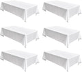 Fitable Faux Linen White Tablecloths for Rectangle Tables - 90 x 156 Inch - 6 Pack Fabric Textured Washable Table Clothes Floor Lenghth Table Covers for Wedding, Party, Banquet, Birthday