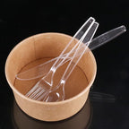 300 Count Clear Plastic Silverware, Heavy Weight Plastic Forks Spoons Knives Disposable Utensils Cutlery Set for Wedding Party Supplies Everyday Use