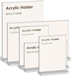 newnewshow Acrylic Sign Holder 5.5x8.5 Inch 3 Pack Vertical T Shape Double-Sided Desktop Display Holder. (Optional 8.5x11 8.5x5.5 5x7 Horizontal and Vertical)