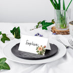25 Pack Floral Place Cards, Editable Name Cards for Table Setting, Tent Cards Food Label for Dinner Party, Bridal Shower, Wedding, Baby Shower and Events -T05
