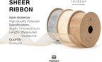 Vitalizart Organza Sheer Ribbon 1 inch x 30 Yd Cream White Rose Gold & Silver Handmade Fabric Ribbons for Gift Wrapping Christmas Tree Crafts Bows Wedding Invitations Wreaths Wrap