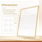 Acrylic Gold Frames 4 x 6, Slanted Back Gold Picture Frames Table Acrylic Sign Holder for Photos Wedding Table Numbers and Art Display with Removable Clear Sticky Dots,6 Pack