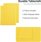 Hiasan 2 Pieces Yellow Rectangle Tablecloth - Spillproof and Waterproof Washable Table Cloth for Dining Room Kitchen Camping, 52 x 70 Inch