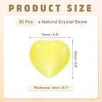 PATIKIL 20 Pcs Natural Heart Shaped Crystal Stone, 0.6 Inch Mini Polished Love Gemstone Crystal, Pocket Rock Engraved Worry Stones for Women Gifts Meditation, Bright Yellow