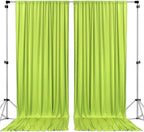 AK TRADING CO. 10 feet x 8 feet Polyester Backdrop Drapes Curtains Panels with Rod Pockets - Wedding Ceremony Party Home Window Decorations - Light Green, 2 Pack