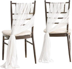 Ling's Moment Wedding Chiffon Chair Sashes Cover Aisle Decorations Draping Fabric Wrinkle-Free with Tie 16 Pcs White for Party Ceremony Reception Floral Arrangement Banquet Outdoor Decor