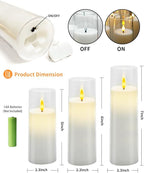 Flickering Flameless Candles Battery Operated with Remote and 2/4/6/8 H Timer Plexiglass Led Pillar Candles Pack of 9 (D2.3"xH 6"7"8")with Realistic Moving Wick Candles for Home Decor(White)