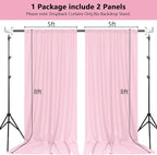MEETSKY Pink Backdrop Curtain for Parties Baby Shower Pink Photo Curtains with Rod Pockets Backdrop Drapes Privacy Fabric Decoration for Wedding Birthday Gril Party Home Decor, 5ft x 8ft, 2 Panels