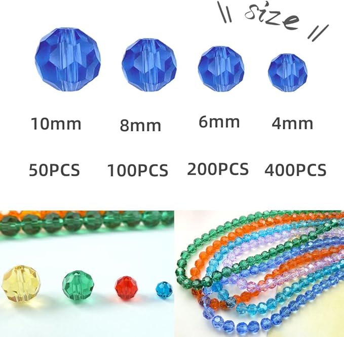 50 PCS 10mm Crystal Glass Beads Round Multiple Faceted Loose Spacer Glass Beads for DIY Handcrafte Bracelet Necklace Earring Jewelry Making(Black)