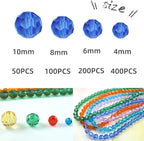 400 PCS 4mm Crystal Glass Beads Round Multiple Faceted Loose Spacer Glass Beads for DIY Handcrafte Bracelet Necklace Earring Jewelry Making(Emerald)