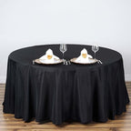Efavormart Round Tablecloth, 108 Inch Stain & Wrinkle Resistant Washable Table Cloth, Decorative Polyester Fabric Table Cover for Banquet, Wedding, Dining- Black