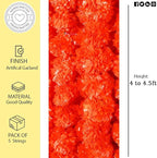 Artificial Marigold Flower Garland for Diwali Decoration, Weddings, Parties Events, Pooja Festival - Traditional Indian Decoration (Orange 5 PC | 4 to 4.5 ft) Hashcart®