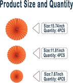 Orange Hallowmas Party Hanging Fans DIY Set - 12pcs Paper Fans with Pinwheels - DIY Paper Craft for Wedding, Birthday, Christmas Party Decoration