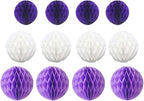 12pcs Party Honeycomb Balls Decorations 3'' 6'' 8'' Honeycomb Flower Tissue Pom Poms Flower Balls Hanging Flower Balls for Baby Shower Birthday Wedding Nursery Decor(3'' 6'' 8''Purple kit)