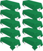 10 Pack Green Tablecloths for 6ft Rectangle Tables 60 x 102 Inch - Polyester Table Cover Stain and Wrinkle Resistant Washable Fabric Table Clothes for Wedding Party Banquet Reception Restaurant