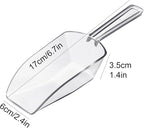 Hestya 16 Pcs Christmas Multi Purpose Clear Plastic Scoops for Candy Buffet Acrylic Kitchen Ice Food Popcorn Scoops for Protein Powders, Ice Cream, Coffee, Tea Jar (6.69 Inch)