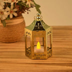 zkee Mini Star Lanterns with Flickering LED, Battery Included, Decorative Hanging Lanterns for Christmas and Indoor Use (Set of 8, Golden)