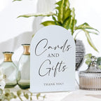 White Arch Acrylic Wedding Sign- 5"x7" Cards and Gifts Sign and Base,1/8" Thick | Modern Calligraphy Arched Acrylic Table Sign for Wedding & Event Party