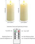 Plastic Waterproof Outdoor flameless Candles, LED Candles, with Remote Control and Timer, Battery-Powered Candles, Suitable for Camping, courtyards and Home Decoration,Set of 2（Ivory）