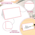 25 Pcs Blush Pink Place Cards, Blank Tent Name Cards for Food Buffet, Dinner Party, Wedding Reception, Bridal Shower Table Setting -02