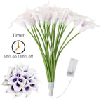 20pcs Artificial Calla Lily Bouquet Lamp Faux Floarl Night Light Real Touch Flower Night Lamp LED Calla Lily Artificial Flower Light Home Kitchen Decor(Whitepurple)
