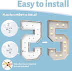4FT Marquee Light Up Numbers 5,Party Decoration Large Marquee Light Up Letters with Weighted Water Bag,Pre-cut Foam Board Set Can Be Used for Birthdays,Weddings,Baby Anniversaries