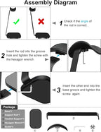 VICHYIE Headphone Stand for AirPods Max, Headset Holder with Aluminum Supporting Rod, Heavy Base Desk Stand Headphones Support Accessory for All Headphones - Black