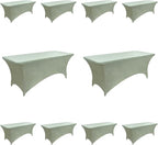 10-Pack 6ft Spandex Table Covers for Rectangle Standard Folding Tables - Wrinkle Resistant Stretch Tablecloths - Ultimate Fitted Table Protector for Parties, Banquet, Wedding
