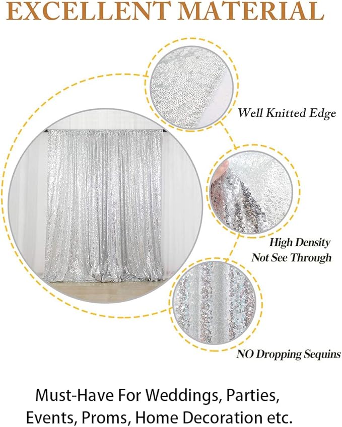 ShiDianYi 4FTX6FT-Silver-SEQUIN Photo Backdrop, Wedding Photo Booth,Photography Background (Silver)