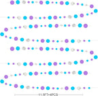 46 Ft Frozen Party Decorations Purple Blue Silver Polka Dots Garlands Hanging Paper Circle Dots Streamer for Frozen Birthday Winter Wonderland Christmas Holiday Wedding Baby Shower Party Supplies