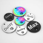 Dog Tags Personalized for Pets - YEHANTI Personalized Dog Tags with Dog Paw, Durable Stainless Steel Pet ID Tags for Small Large Dogs Cats, Custom Dog Name Tags Engraved on Both Sides (Round)