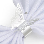 150PCS Butterfly Napkin Rings for Luxury Banquet Style, Reusable Paper Napkin Holders for Wedding Banquet Dinner Table Decor, and Catering Party Services (Silver)