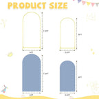 Arch Backdrop Stand and Cover Set 6FT 7.2FT Dusty Blue Arch Backdrop Covers Set of 2 Gold Metal Arch Frame Spandex Arched Covers for Birthday Party Banquet Wedding Ceremony Decor