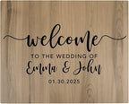 Andaz Press Personalized Large Wooden Welcome Sign for Wedding Rustic Welcome Sign 16" x 20" Custom Names & Date Fall Script Wedding Signage English Oak MDF Wood Finish Reception Indoor Outdoor Signs