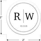 Personalized Wedding Stickers - Custom Wedding Envelope Seals for Invitations, Thank You Cards, and Save The Date (50-1000 Stickers) (Initials with Date)