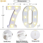 Pooqla 70th Birthday Decoration for Woman Man, Decorative LED Light Up Numbers, Marquee Numbers 70 Sign for Party Backdrop 70th Wedding Anniversary Decor, Warm White and Cool White Number 70