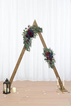 Navy and Burgundy Flower for Wedding Welcome Signs Decorations, Artificial Burgundy Wedding Arch Flowers for Wedding Ceremony (Set of 2)