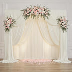 50ftx14FT Wrinkle Free Ivory Backdrop Curtain, 10 Panels 14FT Height Ivory Wedding Backdrop Drapes, Silky Polyester Back Drop Cloth for Birthday Photography Background Party Backdrop Draping