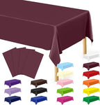 4 PCS Wine Table Cloth Rectangle Table, 54 x 108 Inches Waterproof Plastic Table Cloth Disposable, Picnic Table Cover for Baptism, Picnic, Restaurant, Wedding decor, Fits Rectangle and Round Tables