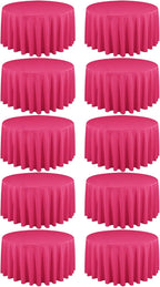 10 Pack Hot Pink Round Tablecloths 120 Inch, Circle Bulk Washable Linen Polyester Tablecloth, Table Cloth Cover for Wedding Buffet Party Banquet Reception Restaurant and Camping