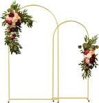 Gold Metal Wedding Arch Backdrop Stands Set of 2 (7.2FT & 6FT), Metal Square Balloon Arch Frame for Birthday Party, Ceremony, Baby Shower