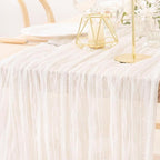 MLMW Ivory White Table Runner Cheesecloth Boho Gauze Rustic Cheese Cloth Table Runner 160 inch Sheer 13.3ft for Thanksgiving Wedding Party Baby Bridal Shower Birthday